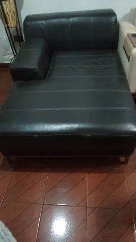 Chaise em couro preto contemporâneo - Foto 2
