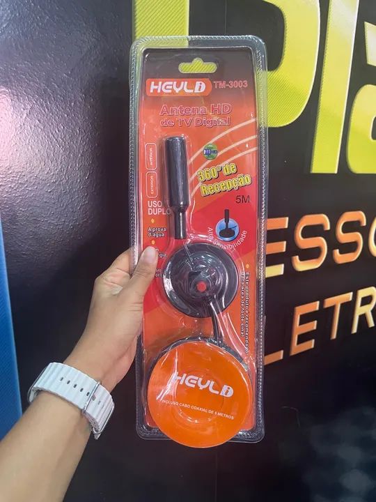 antena digital amplificada interna e externa cabo com 5 m base de imã HDTV UHF - Foto 2