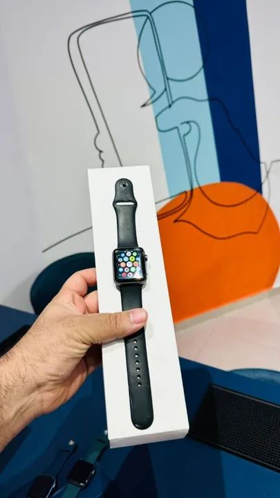 Apple Watch Séries 3 42mm Preto Saúde de Bateria 82% Aparelho como Novo 