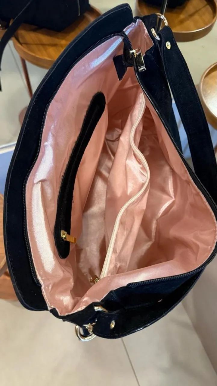 Bolsa de Ombro YSL Suede Black - Foto 5
