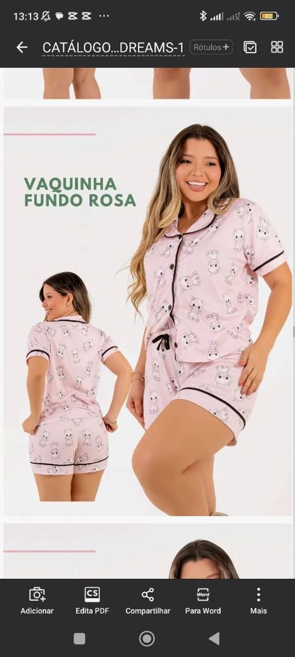 Conjunto de Pijama Feminino Vaquinha - Fundo Rosa