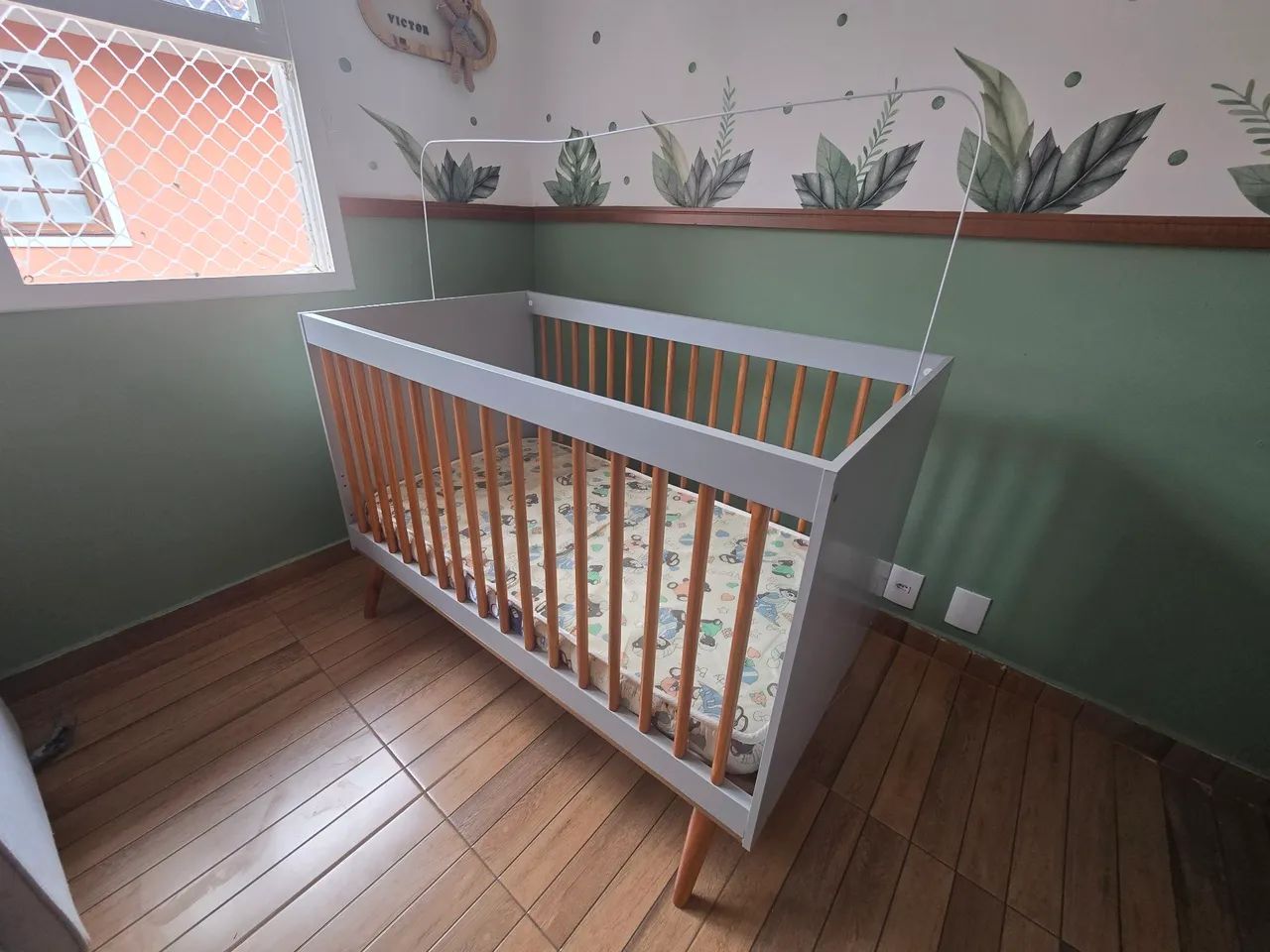 Colchão + Berço 3 Em 1 Retrô Lígia Cinza Carolina Baby