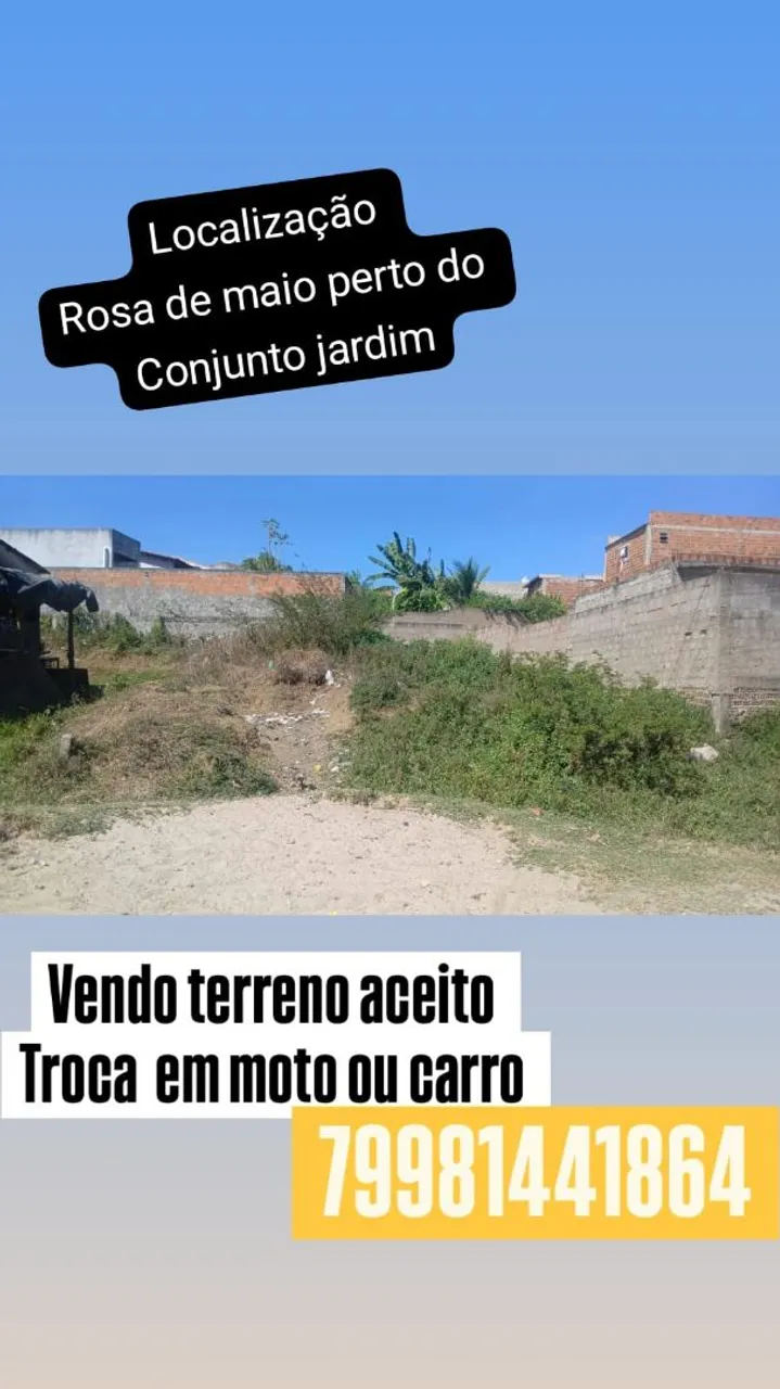 Terreno aceito troca em moto ou carro