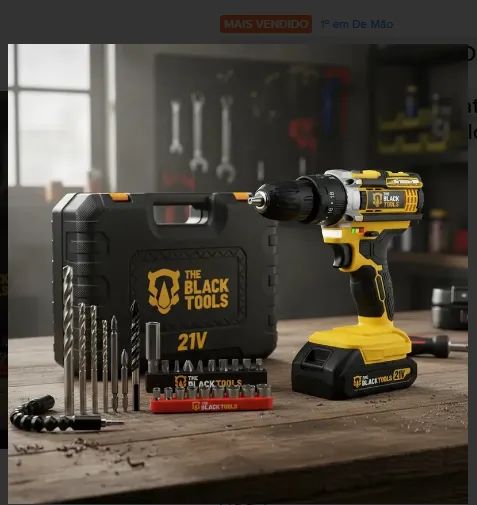 Parafusadeira Furadeira De Impacto The Black Tools Profissional TB-21PX 2 Baterias Com Mal - Foto 3
