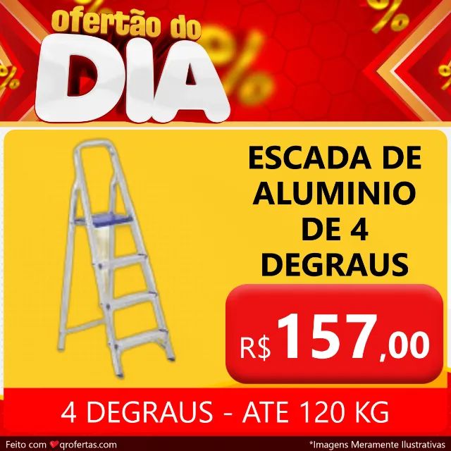 ESCADA DE ALUMINIO DE 4 DEGRAUS - LYDER - PRODUTO NOVO 2