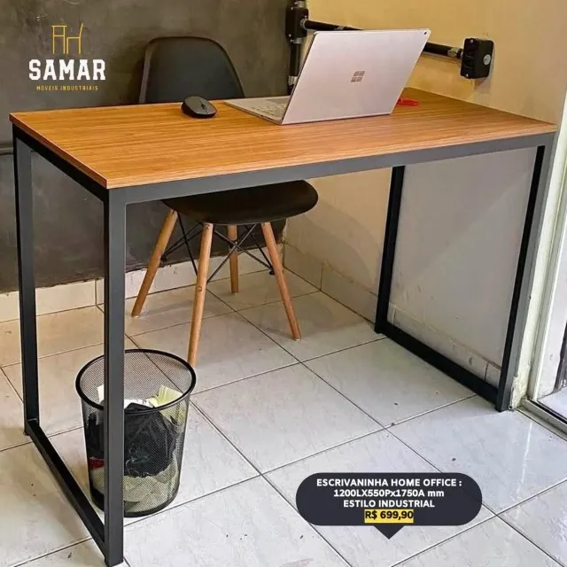 Mesa Home Office Estilo Industrial - R$ 699,90