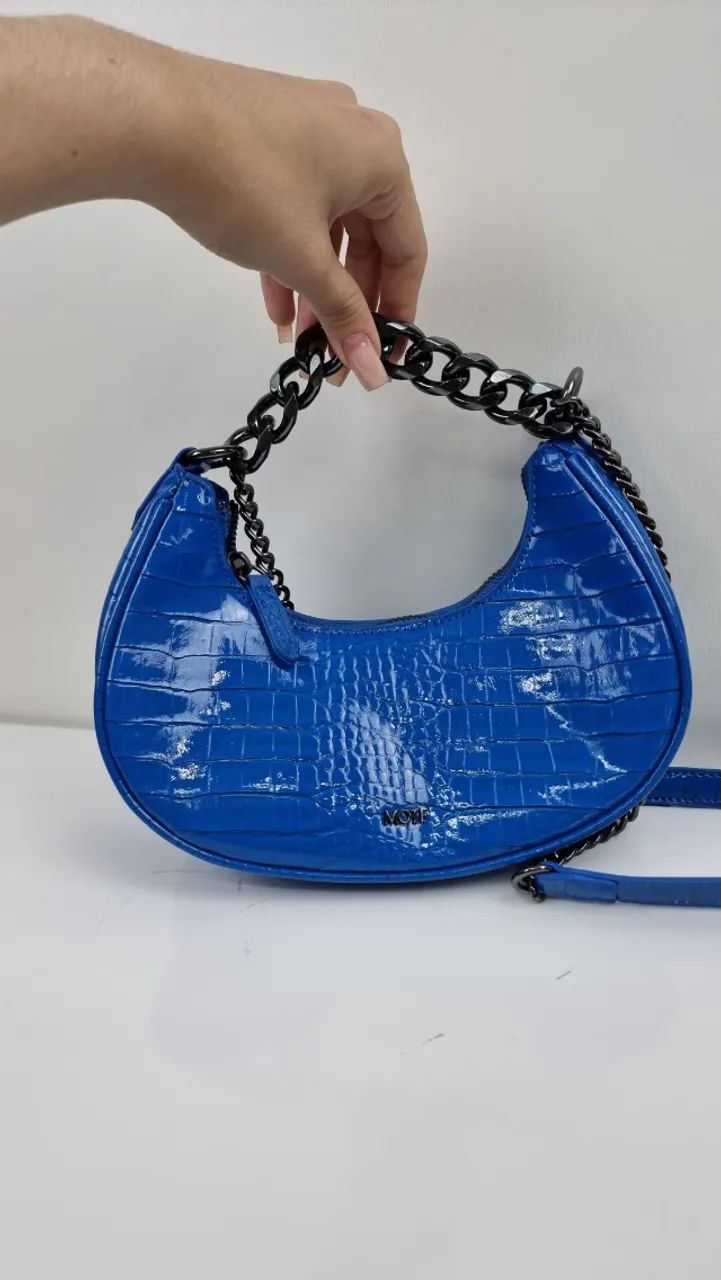Bolsa feminina MOFT Transversal Croco Azul - Foto 4