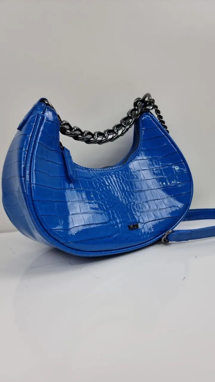 Bolsa feminina MOFT Transversal Croco Azul - Foto 2