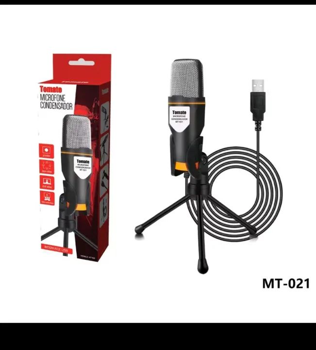 Microfone Condensor USB para PC, Notebook e Celular - Gamer - Tomate