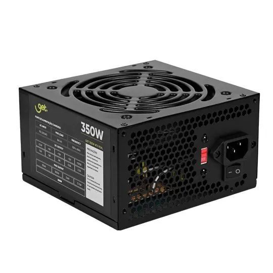 Fonte ATX 350W Real com Cabo de Força Bivolt Preto | GET<br>