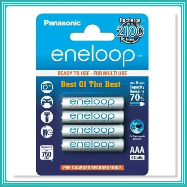 Bateria Recarregável Panasonic Eneloop AAA 750mah (Pacote Com 4 Peças) Feita No Japão