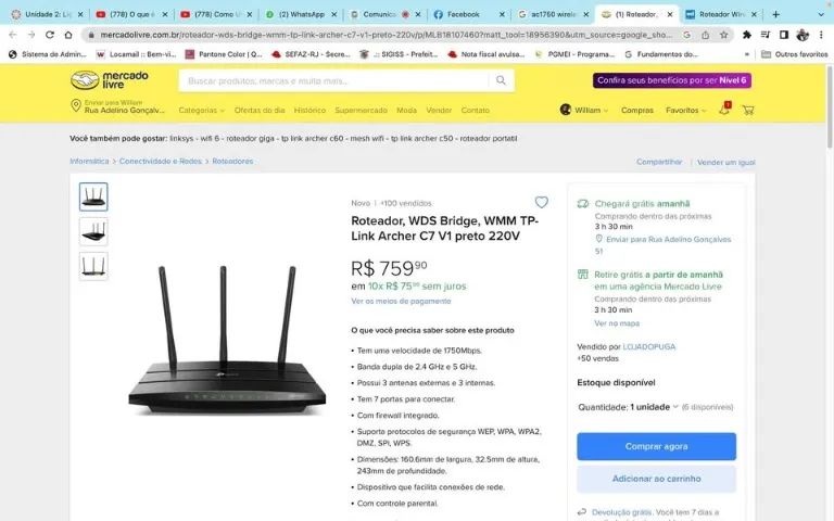 Roteador - AC1750 Wireless Dual Band Gigabit Router Archer C7 - Foto 6