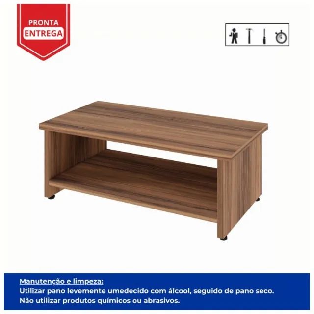 Mesa De Centro Moderna Com Tampo Reforçado Design Sofisticado Nogal 21431 - Foto 2