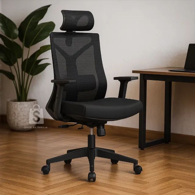 Poltrona Presidente Tela ODIN Giratória Cor Preto Conforto Ergonômico Durável 32870 - Foto 2