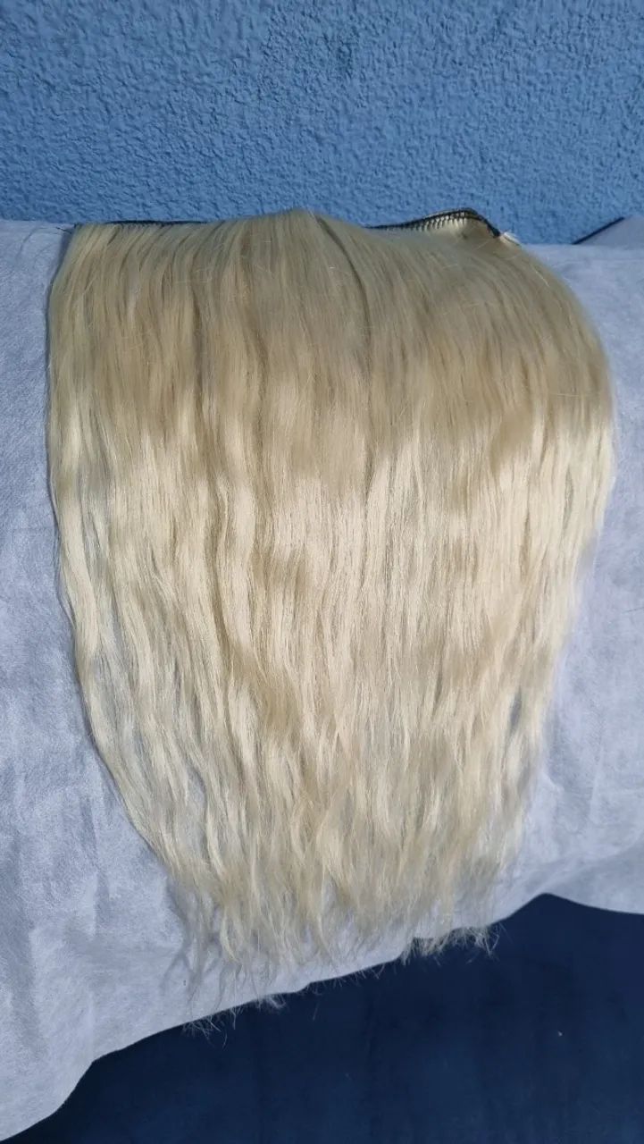 Cabelo humano  brasileiro loiro pérola 55cm  - Foto 3