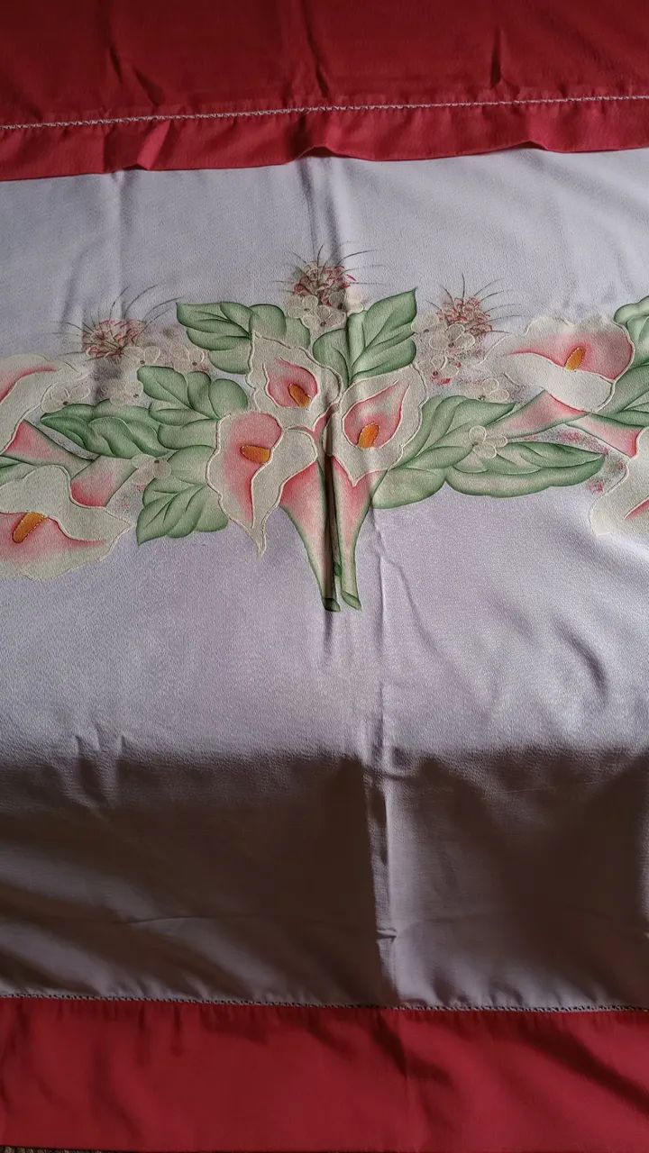 Colcha de Cama solteiro com Pintura Floral feita a mão com muita delicadeza. - Foto 3