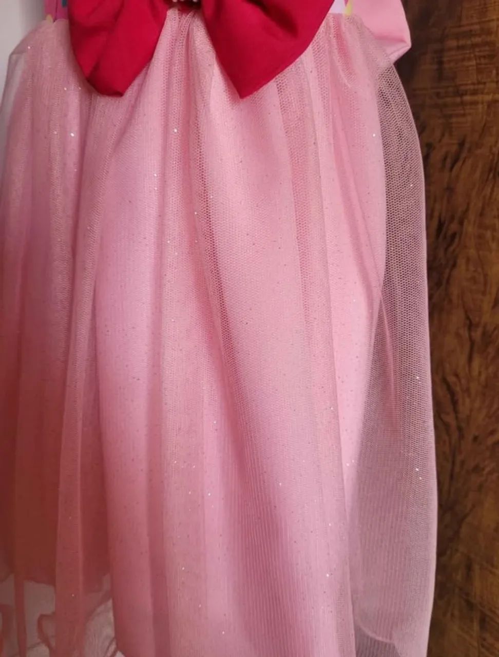 Vestido infantil festa Rosa Nuvem brilho - Foto 4