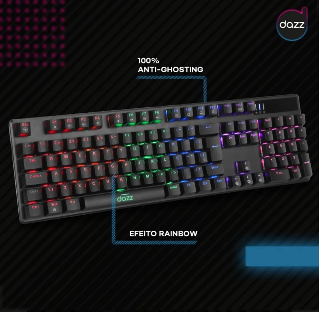 Teclado Gamer Mecânico Cybertronic  DAZZ 