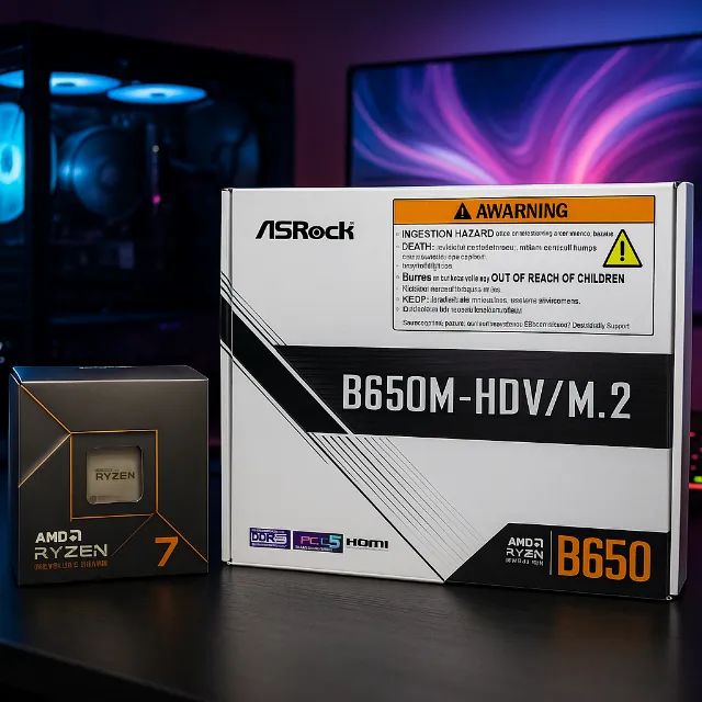 Kit Upgrade Gamer - Ryzen 7 7700 + B650M HDV M.2 ASRock [NOVO]