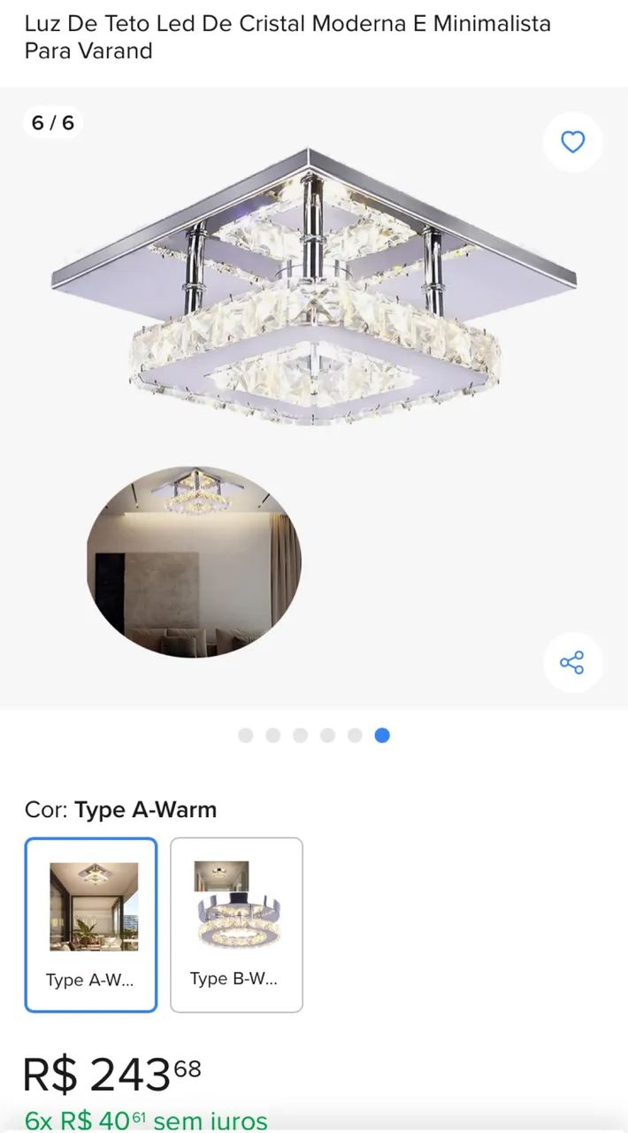 Lustre paflon espelhado cristal  - Foto 2