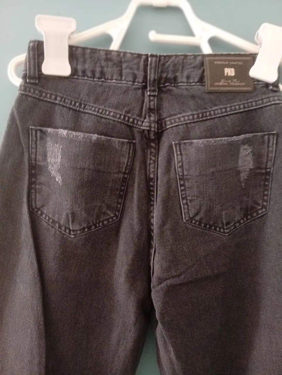 Calça Jeans Preta Destroyed - Foto 2