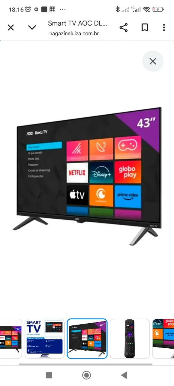 Smart TV AOC Roku 43 polegadas