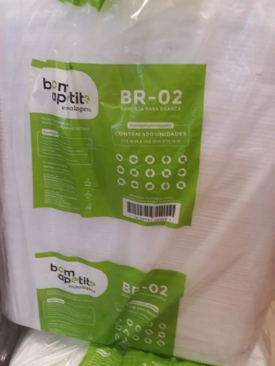 Bandeja Rasa branca de isopor - BR02 - 210 X 140 X18 -Pacote com 400 unidades