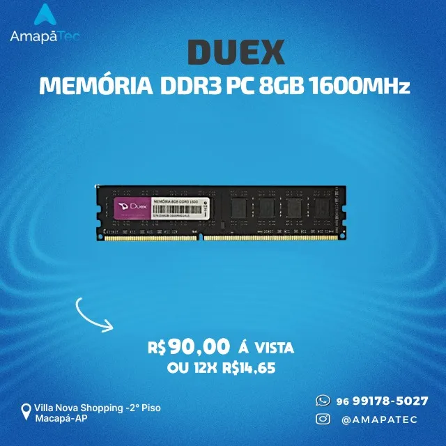 Memória Ram Ddr3 8gb 1600mhz Desktop Duex