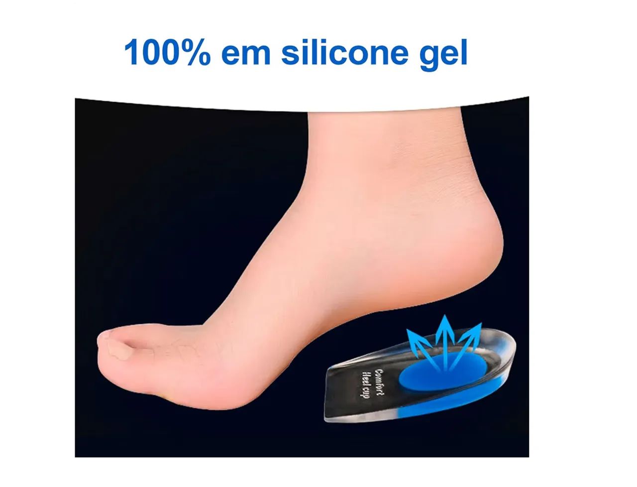 Palmilhas Ortopédicas Silicone Gel Protetoras de Calcanhar 