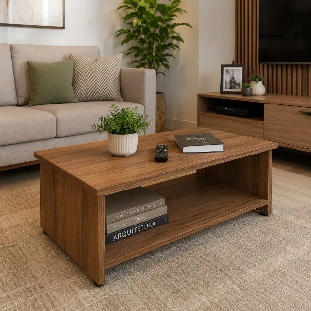 Mesa De Centro Para Sala Nogal Sevilha Estilo Clássico Decor 21431 - Foto 2