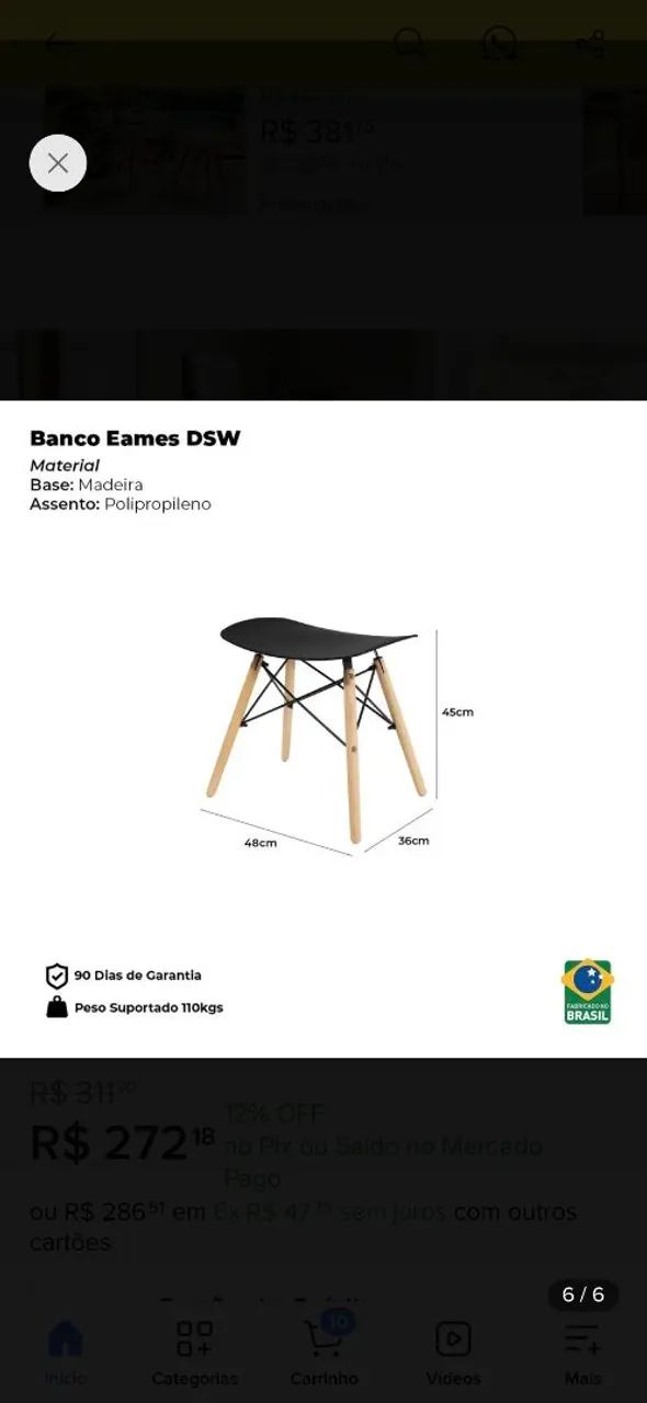 Bancos Eames Cor Preta - Foto 5