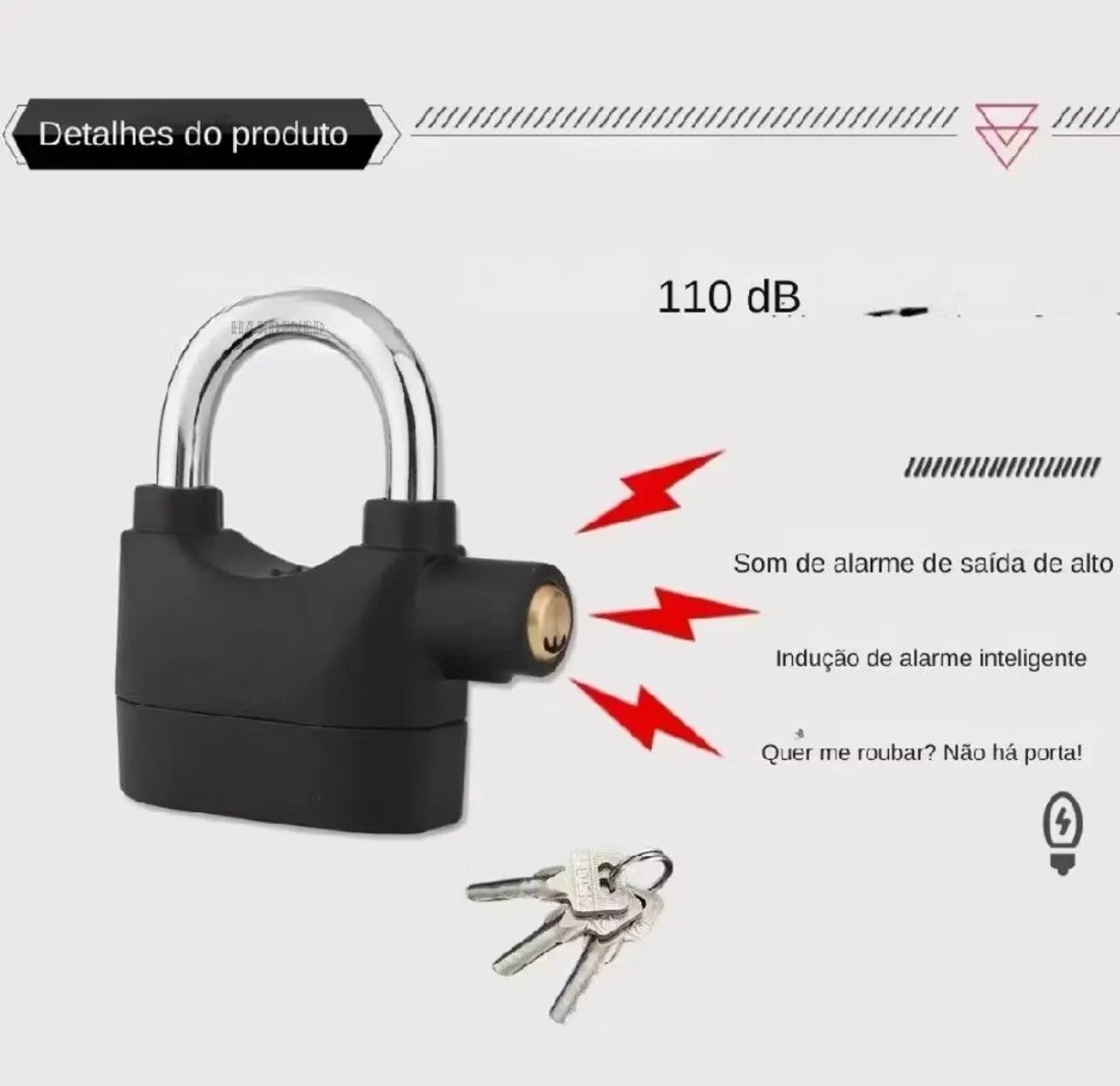 CADEADO COM ALARME ALTO - Foto 4