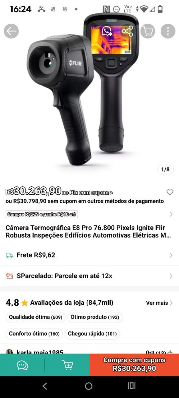 Câmera termográfica FLIR E8pro Nova na caixa 