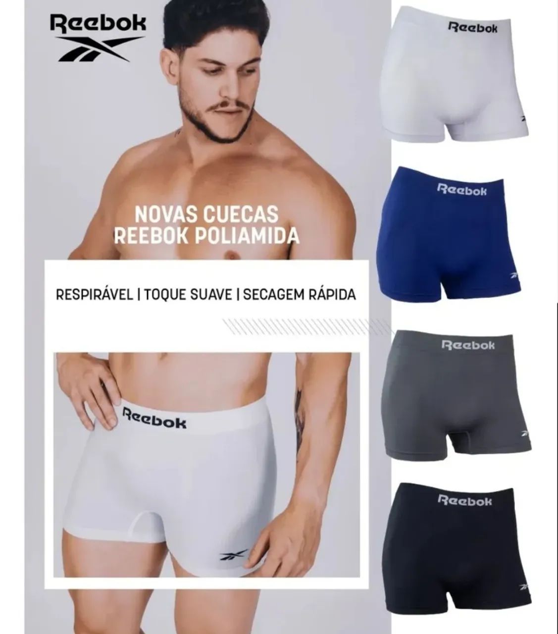 Kit 6 cuecas poliamida Reebok  - Foto 2