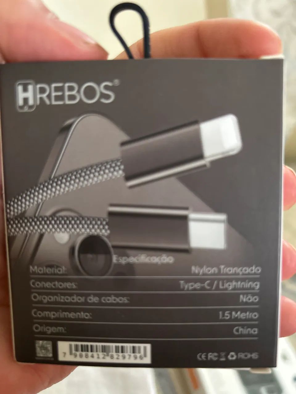 Cabo Original Hrebos Turbo 27w Para iPhone Usb-c Lightning 1,5m Trançado em Nylon - Foto 3