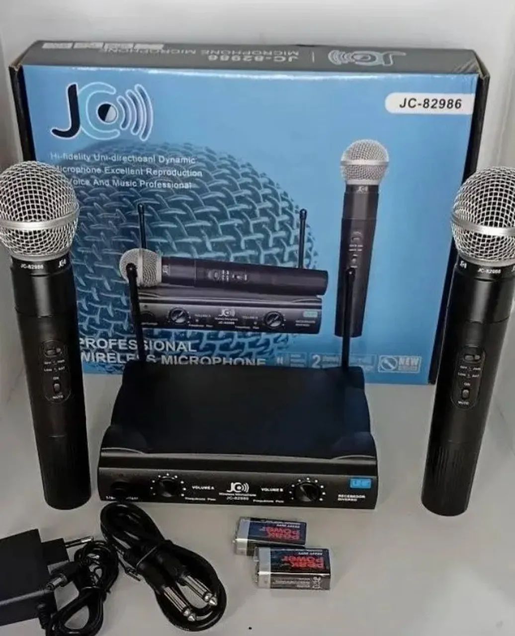 Microfone Sem Fio Duplo UHF JC-82986 