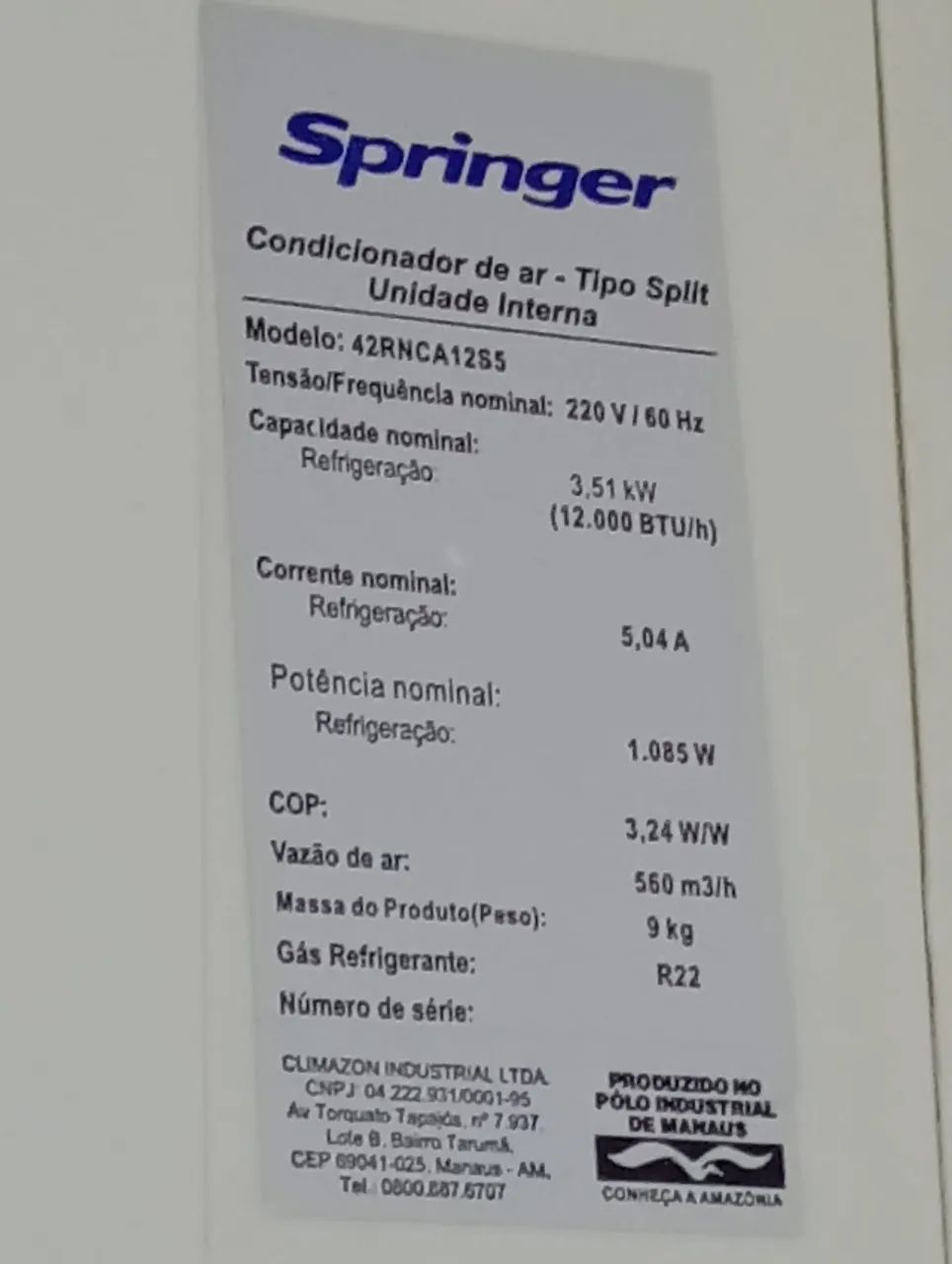 Springer 12.000 BTUs 220V - Pronto para Usar!   - Foto 3