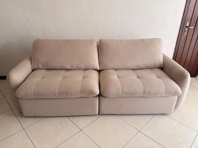 Sofá retrátil bege  - Foto 4