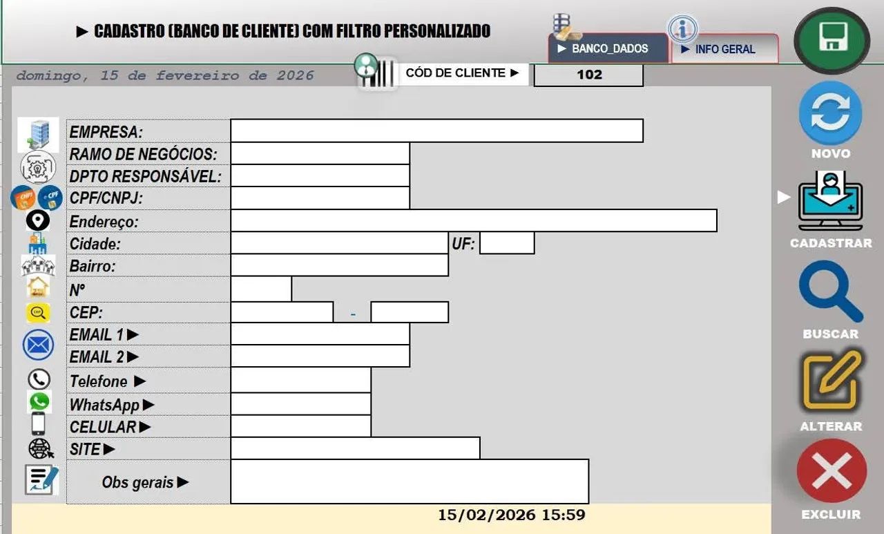 Planilha de Cadastro de Clientes em Macro xlsm
