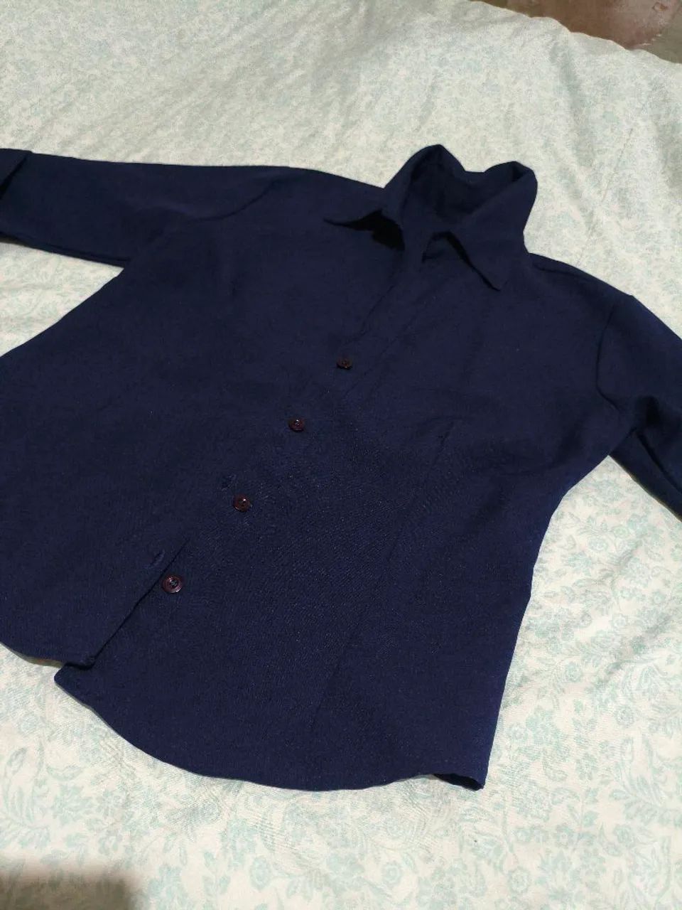 Blazer feminino P manga curta azul - Foto 2
