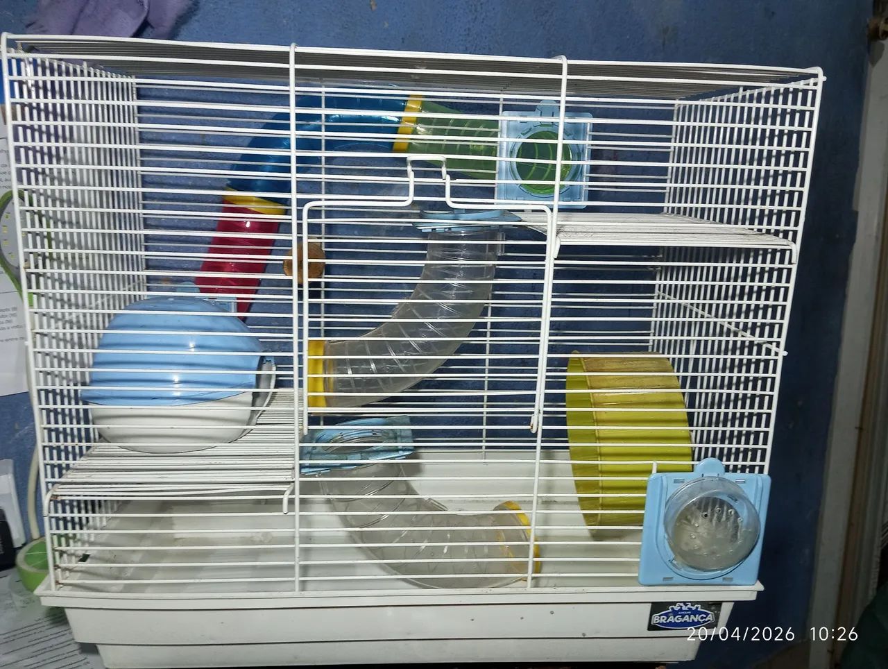 Gaiola para hamster usada, acessórios e ração 