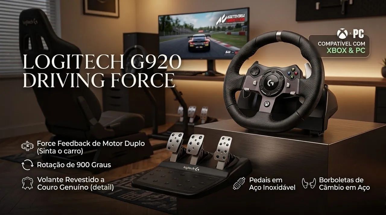 Volante e Pedal Logitech G920 Driving Force