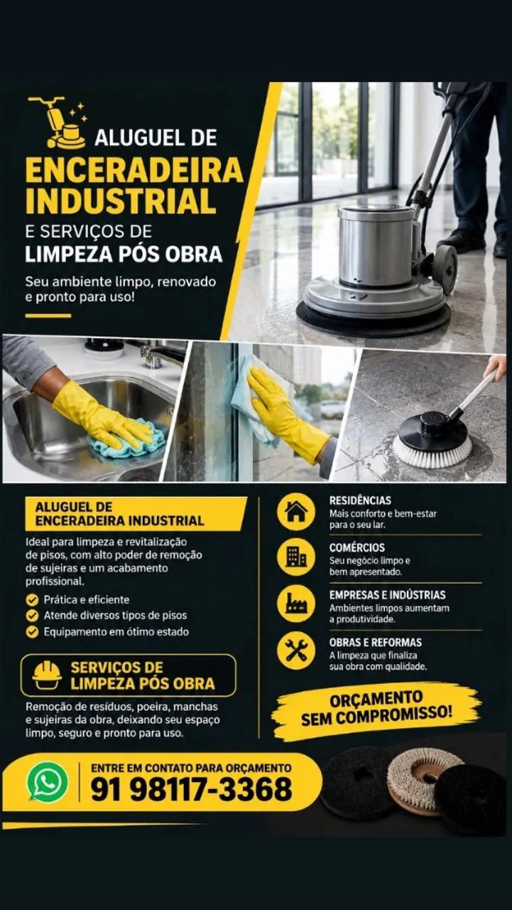 ALUGUEL DE ENCERADEIRA INDUSTRIAL