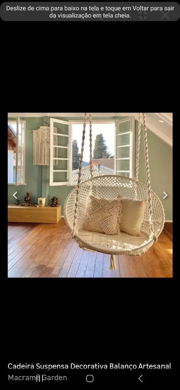 Cadeira poltrona suspensão em macrame - Foto 5