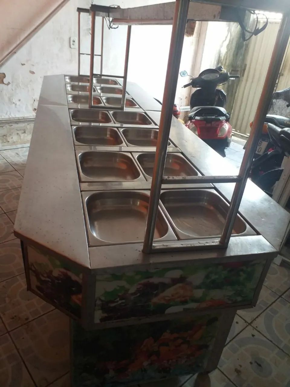 Ilha de inox para restaurante  com 14 cubas