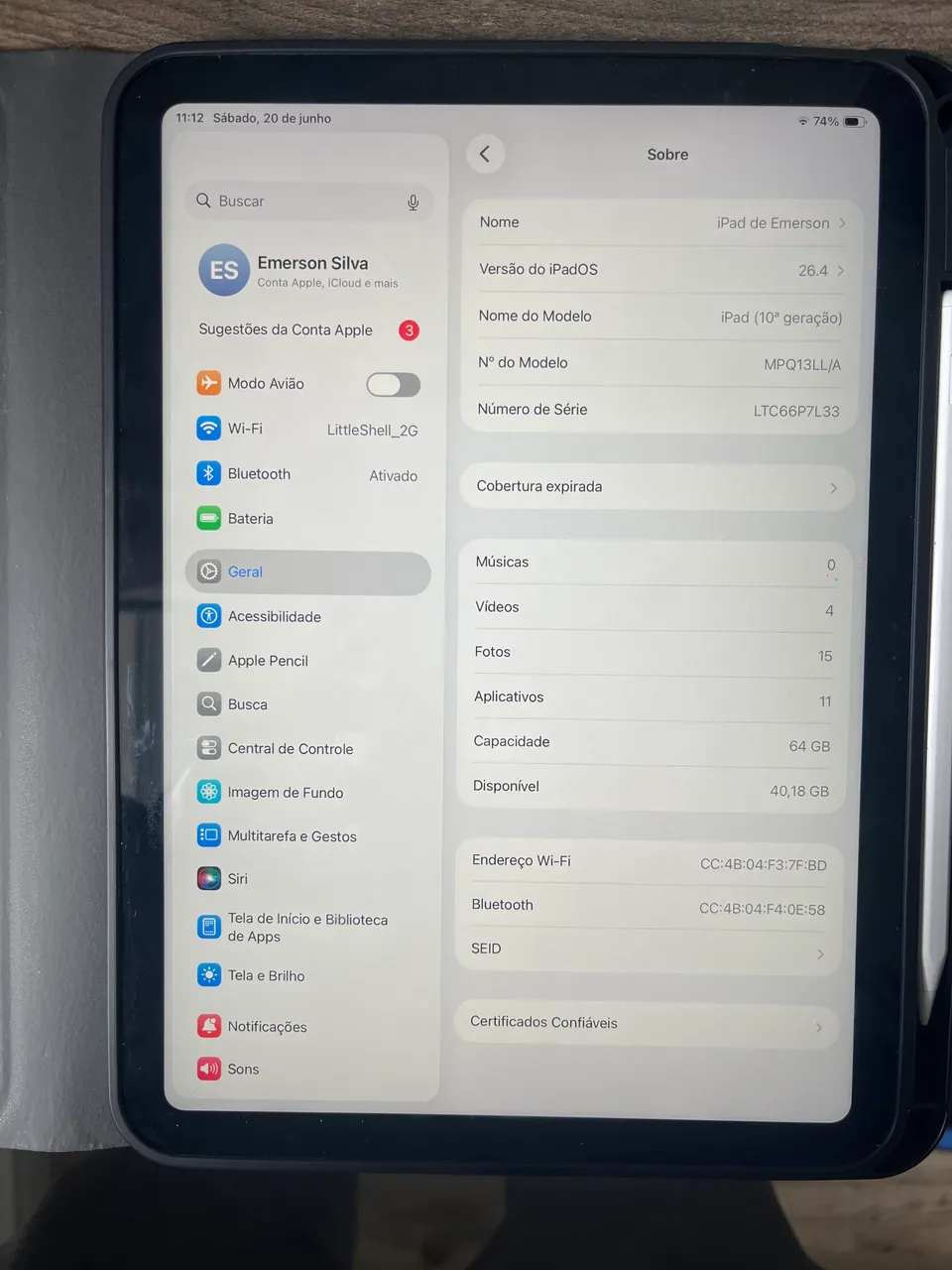 Apple iPad Air 4 64gb Tela 10.9 Usb-c Cinza-Espacial - Tablets e E