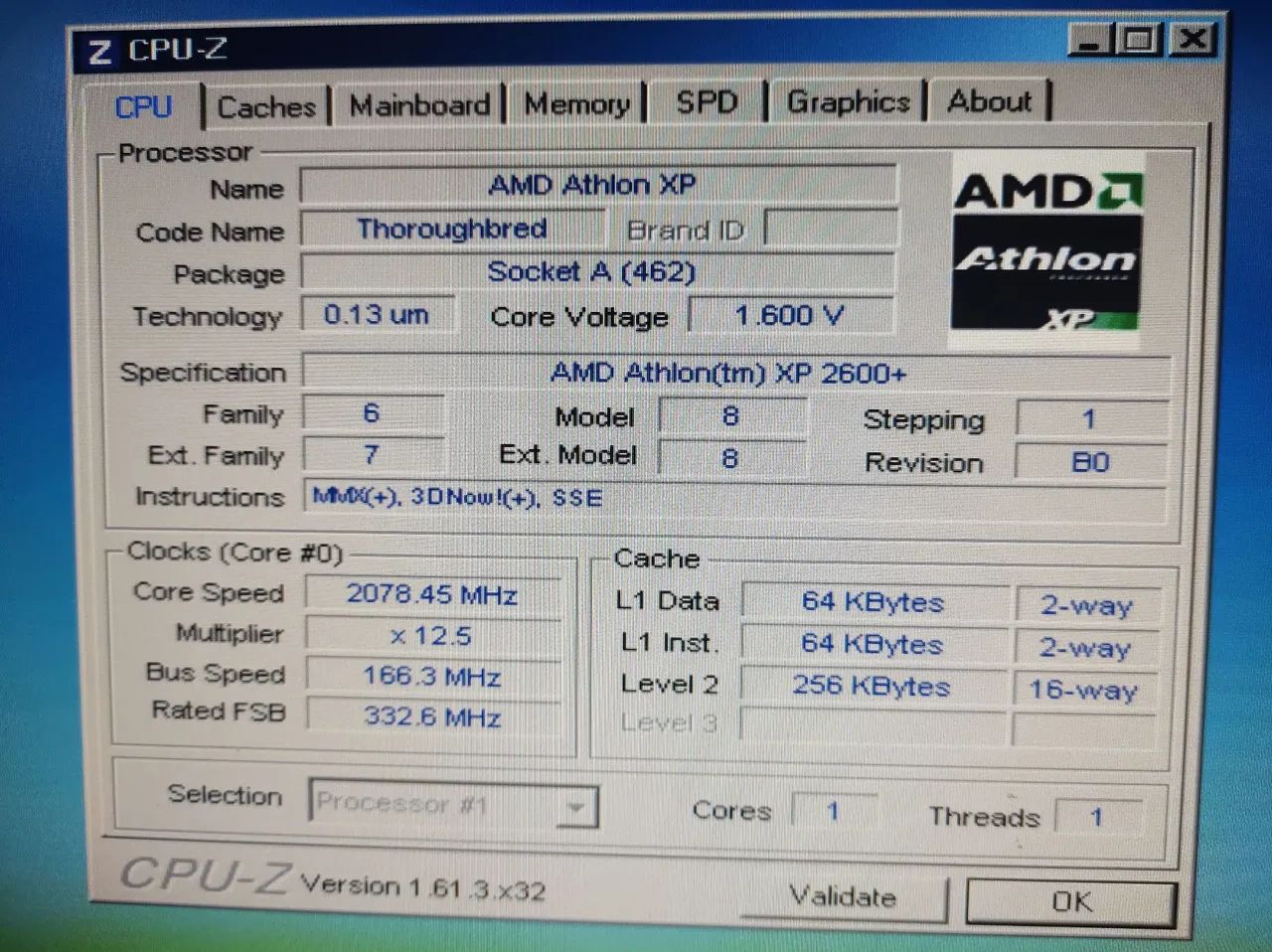 AMD Athlon XP 2600+ AXDA2600DUT3C Thoroughbred Testado CPU-Z Retro - Foto 3