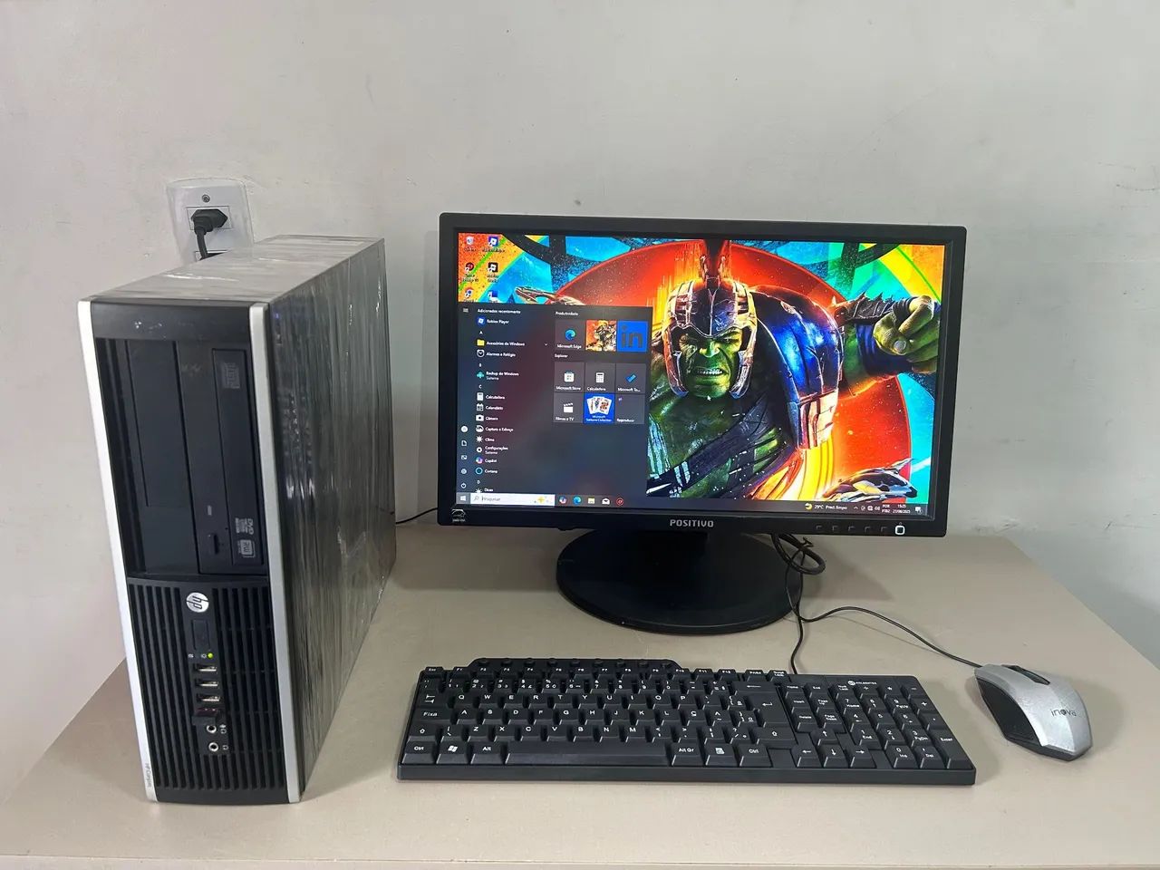 computador Hp elitedesk A8 8GB SSD tela 20 polegadas 