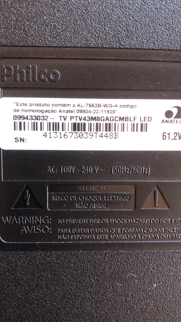 Vendo uma tela de Tv Philco 43 polegadas 