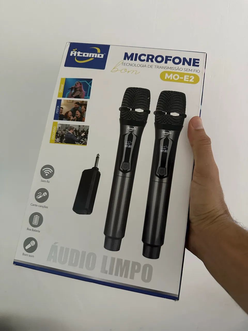 Microfone duplo sem fio átomo 